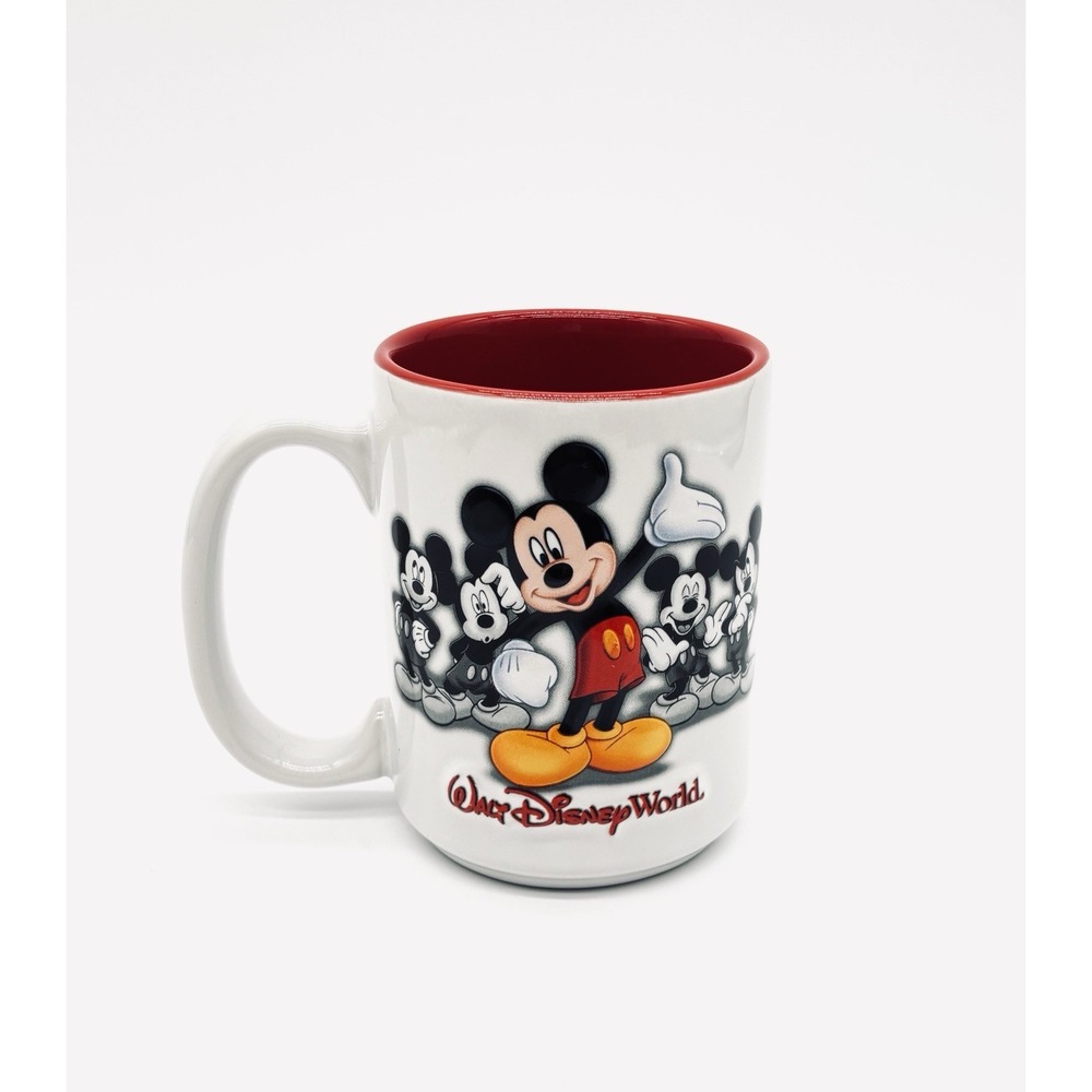 Disney Parks Walt Disney World Mickey Mouse 3D Relief Coffee Mug White Red